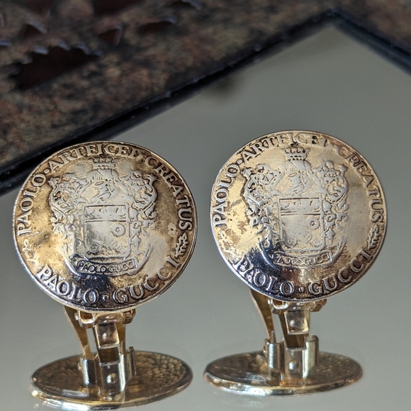 💯🇮🇹GUCCI FAMILY CREST CLIPS BY PAOLO GUCCI - Picture 10 of 11